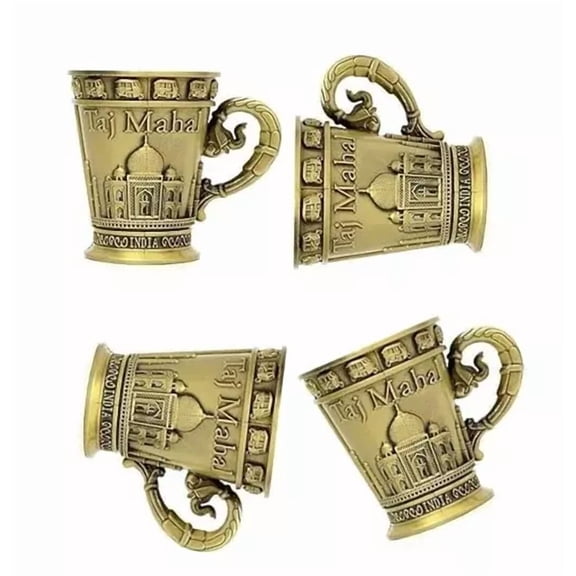 2.5" Vintage Metal Taj Mahal India Antique Souvenir Shot Glass Cup Home Barware