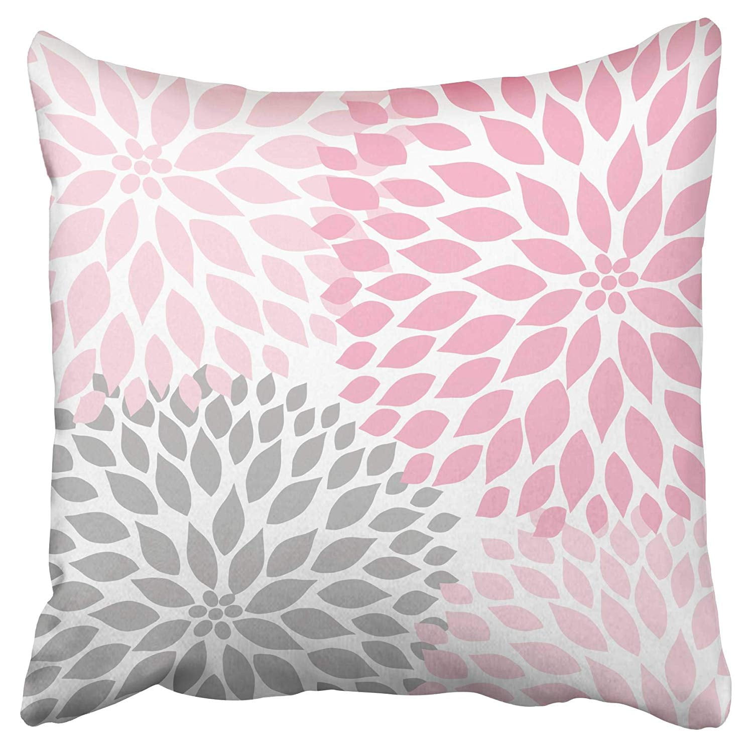ECCOT Pale Pink and Gray White Dahlias Pillow Case Pillow Cover 20x20