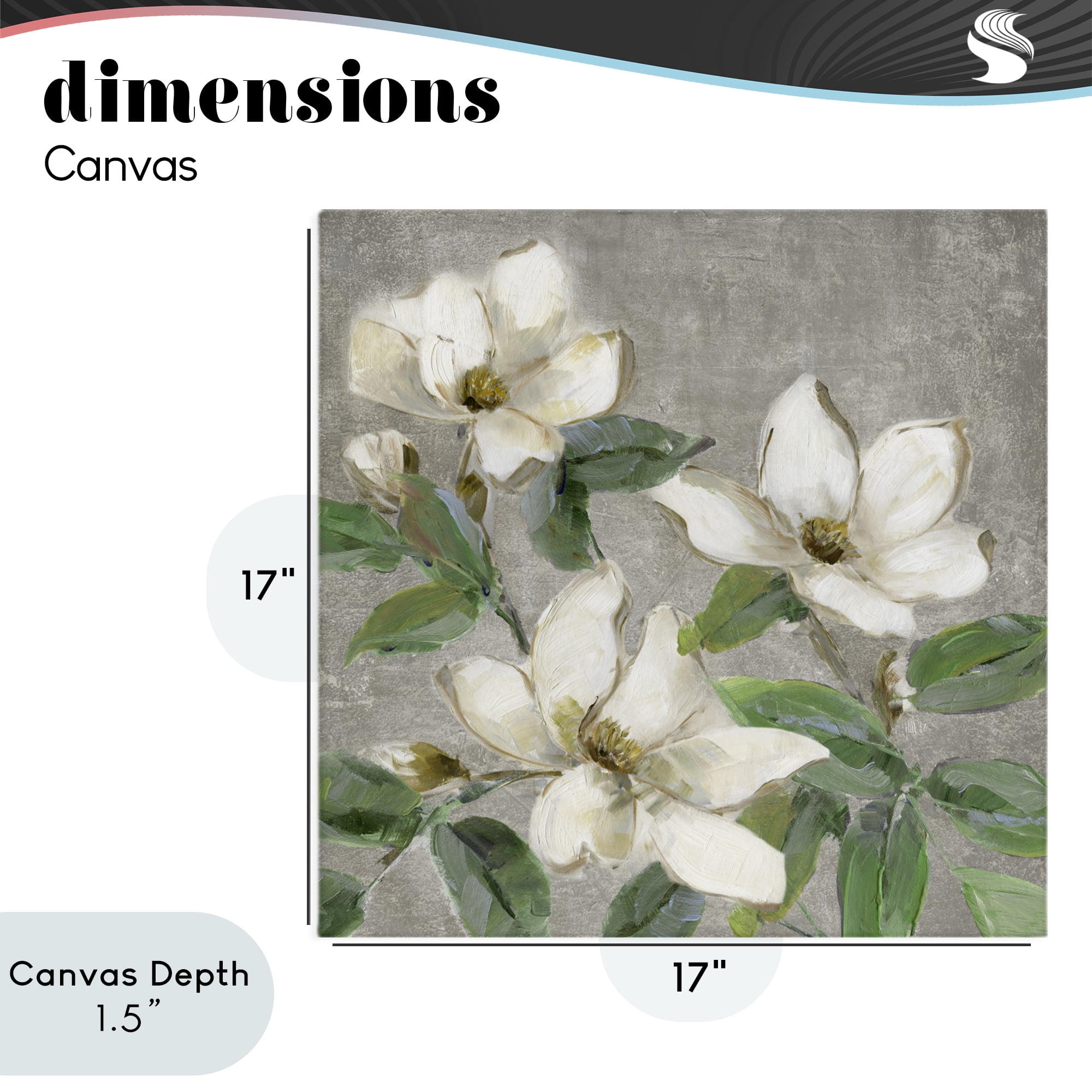Stupell Industries Ivory Magnolias on Grey Canvas Wall Art, design by Sally Swatland
