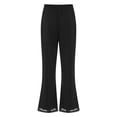 thumbnail image 2 of Yartina Womens Stretchy Wide Leg Palazzo Long Pants Casual Chiffon Elastic High Waist Loose Trousers Black M, 2 of 5