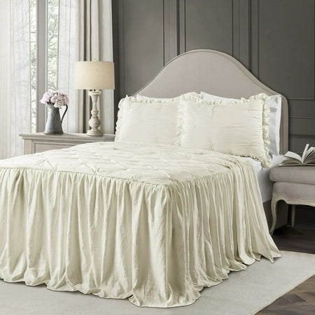 Lush Decor Ravello Pintuck Polyester Bedspread, King, Light Gray, 3-Pc Set