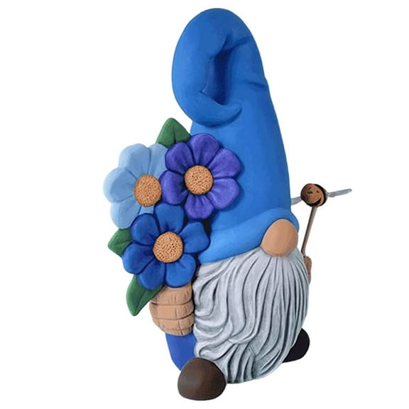 Blue Resin Gnome Statue for Garden Decoration Cartoon Style Lawn Ornament 6.5 Inches Tall