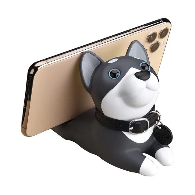 Lindo soporte para teléfono para perros, soporte de madera para teléfono inteligente de escritorio para iPhone Xs/Max/XR/X/8/7 Plus/Google Pixel/Samsung Galaxy Note (Husky)