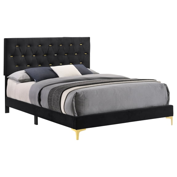 LHKJ Queen Upholstered Panel Bed, Black