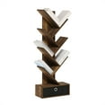 thumbnail image 5 of Furinno Tree Bookshelf 7-Tier Floor Standing Tree Bookcase with Amber Pine/Black, 5 of 6