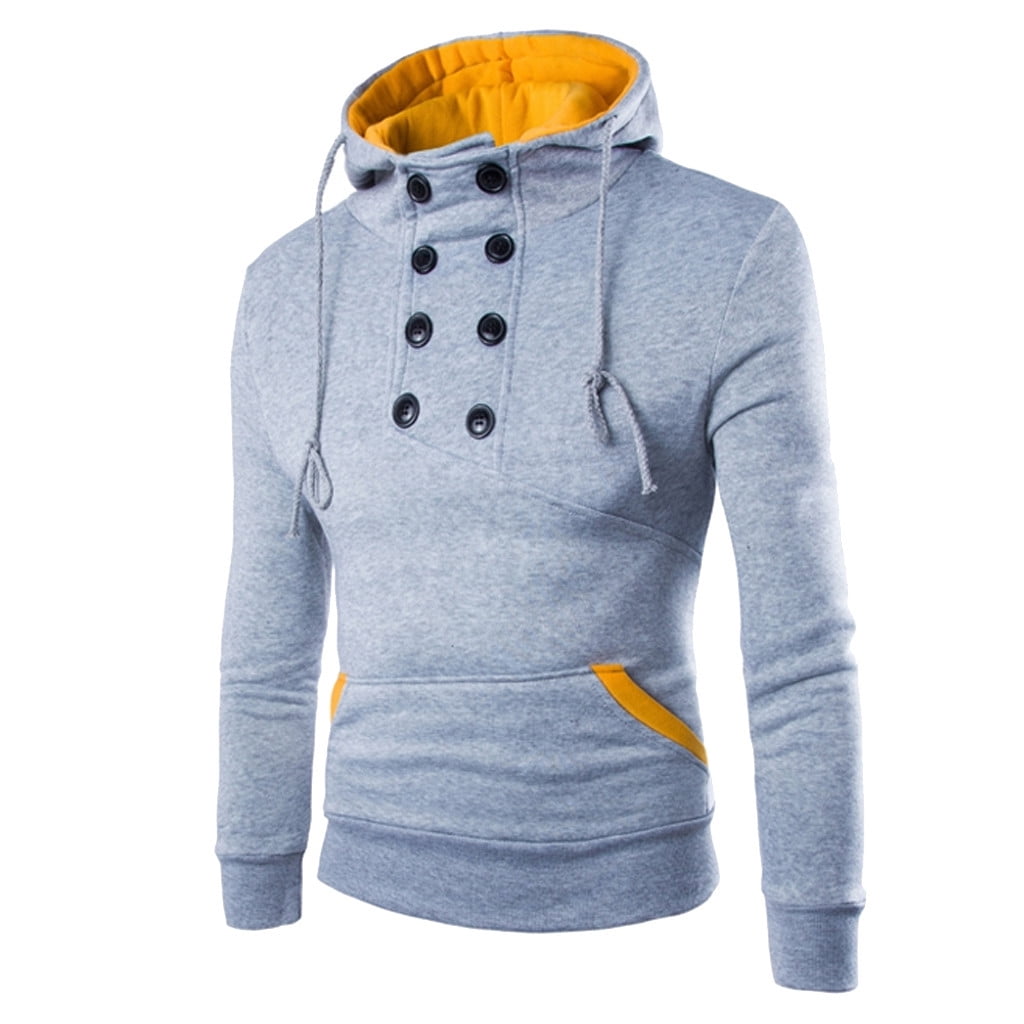 Ociviesr Men Autumn Long Sleeve Patchwork Hoodie Hooded Sweatshirt Top ...