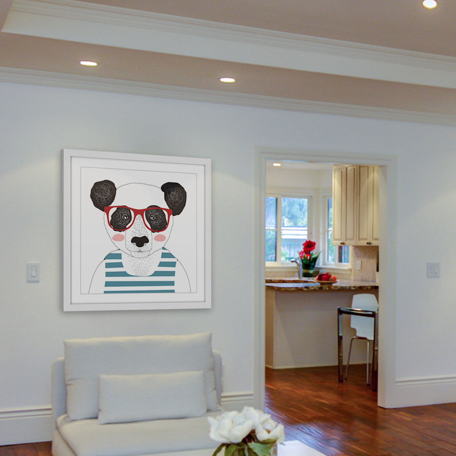 "Bear in Glasses" Framed Painting Print
