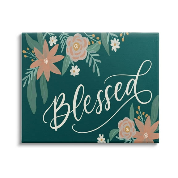 Blessed Floral Green Blossoms Botanical & Floral Graphic Art Gallery Wrapped Canvas Print Wall Art