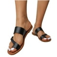 thumbnail image 4 of BLTIBY Womens Flat Sandals Summer Vintage Straps Toe Ring Clip Toe Slip on Slides Lightweight Outdoor Slippers Comfortable Casual Ladies Beach Shoes Black 41, 4 of 8