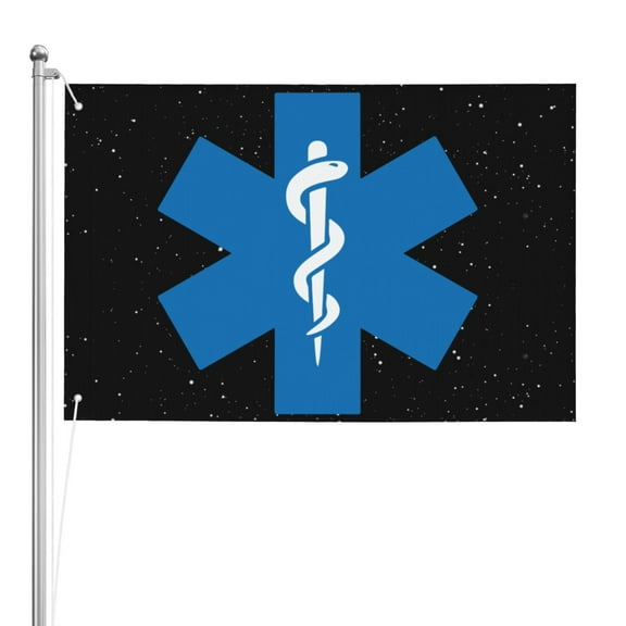 Ems Star Of Life Double Sided Flag 2x3ft For Home/Company/Indoor Outdoor Decoration Flag 100% Polyester Banner
