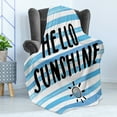thumbnail image 4 of Hello Sunshine Soft Flannel Fleece Blanket, Nautical Themed Sun and Horizontal Stripes Sketch Typography, Cozy Plush for Indoor and Outdoor Use, 50" x 70", Blue Charcoal Grey White, by Ambesonne, 4 of 5