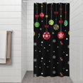 thumbnail image 2 of Black Christmas Ornament Pattern Shower Curtain 36"x72" ,Bathroom Decorative Shower Curtains Set with 12 Hooks,Modern Waterproof Washable Shower Curtain, 2 of 6