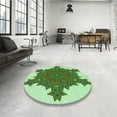 thumbnail image 4 of Ahgly Company Machine Washable Indoor Round Transitional Light Green Area Rugs, 6' Round, 4 of 7