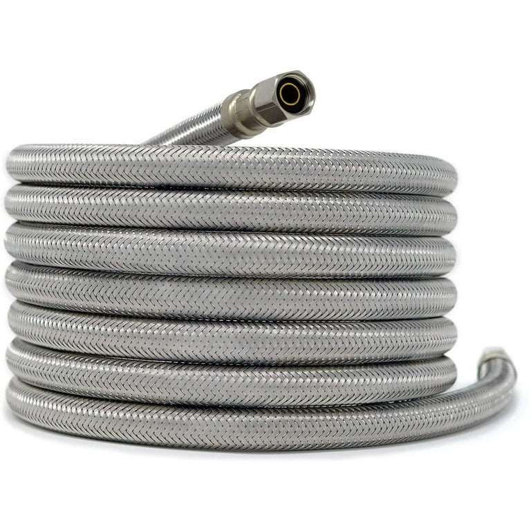 Ice Maker 25 ft Braided Stainless Steel Water Connector 1/4 x 1/4 Compression