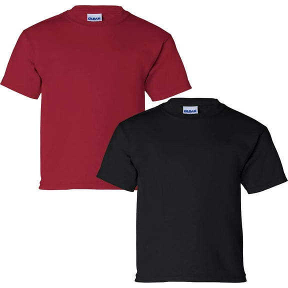 Gildan Youth Ultra Cotton T-Shirt, XL, Cardinal Red (Pack of 2) (1 Black / 1 Cardinal Red)