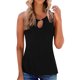 thumbnail image 1 of Gibobby Camisa superior sólida informal para mujer, camiseta sin mangas holgada con cuello redondo ahuecada, blusa holgada a la , Tops(Negro,CH), 1 of 5