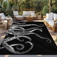 thumbnail image 2 of Black Octopus Coastal Outdoor Rug for Patio/Deck/Porch, Non-Slip Large Area Rug 3 x 5 Ft, Nautical Ocean Modern Abstract Art Indoor Outdoor Rugs Washable Area Rugs, Camping Rug Carpet Runner, 2 of 8