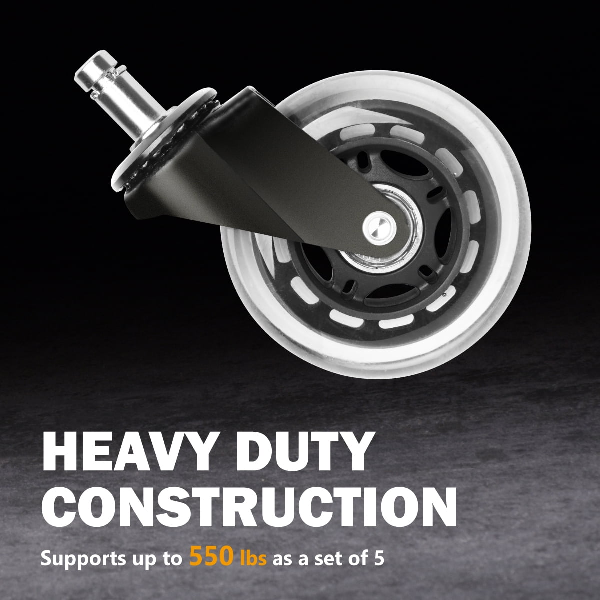 POWERTEC Office Chair Casters Set of 5 | 3" Heavy Duty & Non Marring Wheels Safe for All Floors Including Hardwood (17101)