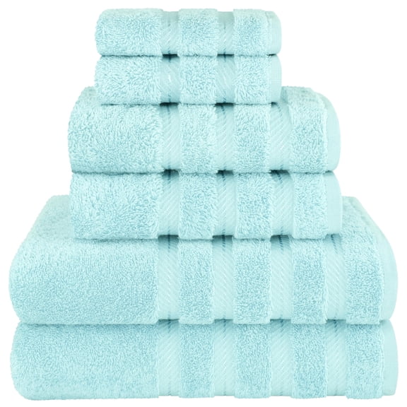 American Soft Linen Turkish 6 Piece Towel Set, 100% Cotton Premium Soft Bathroom Towels, Duck Egg