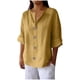 thumbnail image 1 of Vestidos Casuales Para Mujer, Blusas De Mujer De Moda Blusa holgada de lino con cuello en V, manga tres cuartos y botones decorativos para mujer., 1 of 6