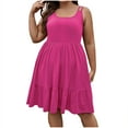 thumbnail image 5 of Busydd Dresses for Women Plus Size XL-5XL Trendy Solid Color Summer Dress Casual Sleeveless Square Neck Sundresses for Women Oversized Loose Flowy Tiered Mini Dress, 5 of 9