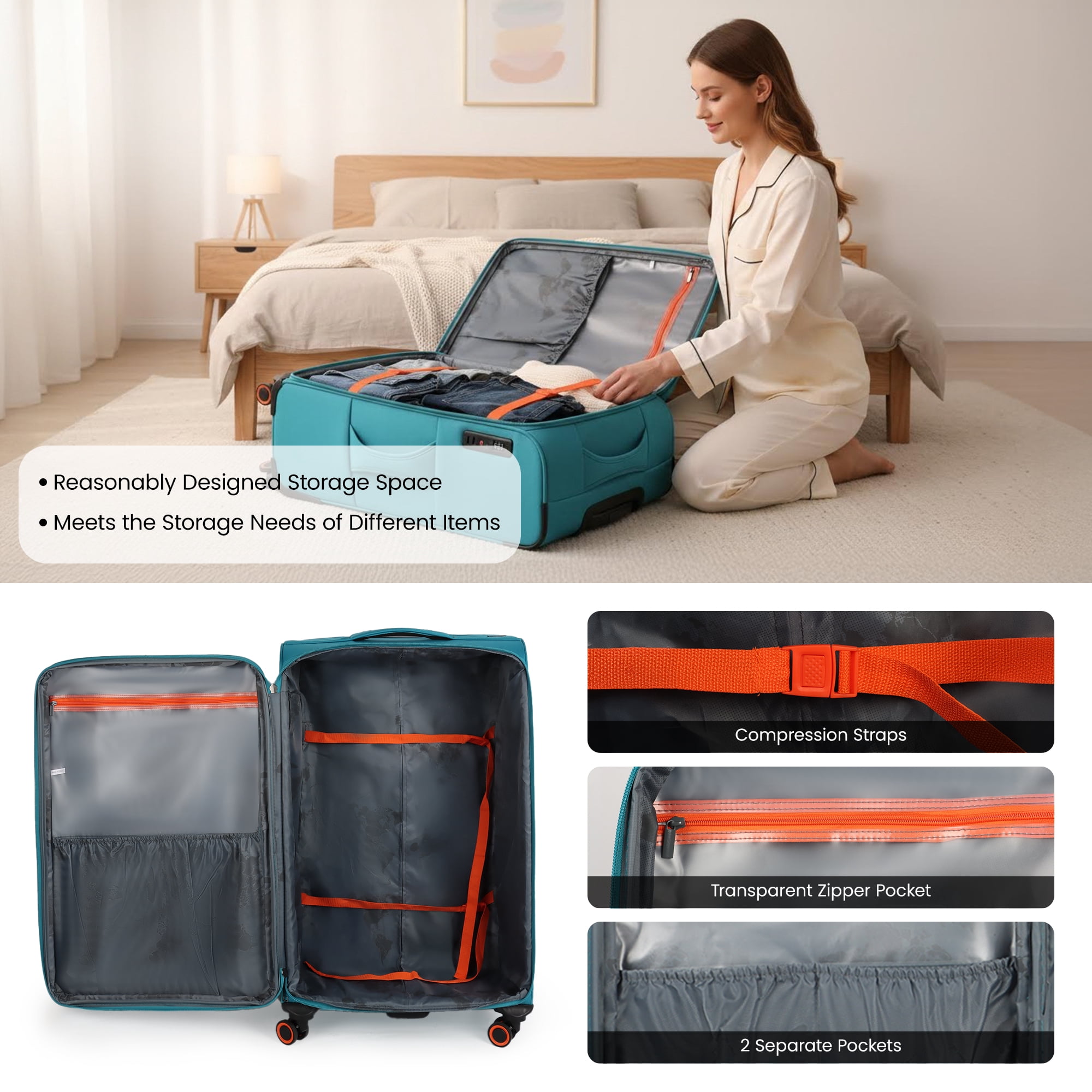 New York Xpress 32" Softside Large Checked Luggage, Expandable Suitcase with Spinner Wheels, TSA-Approved, Sky Blue , WD8818