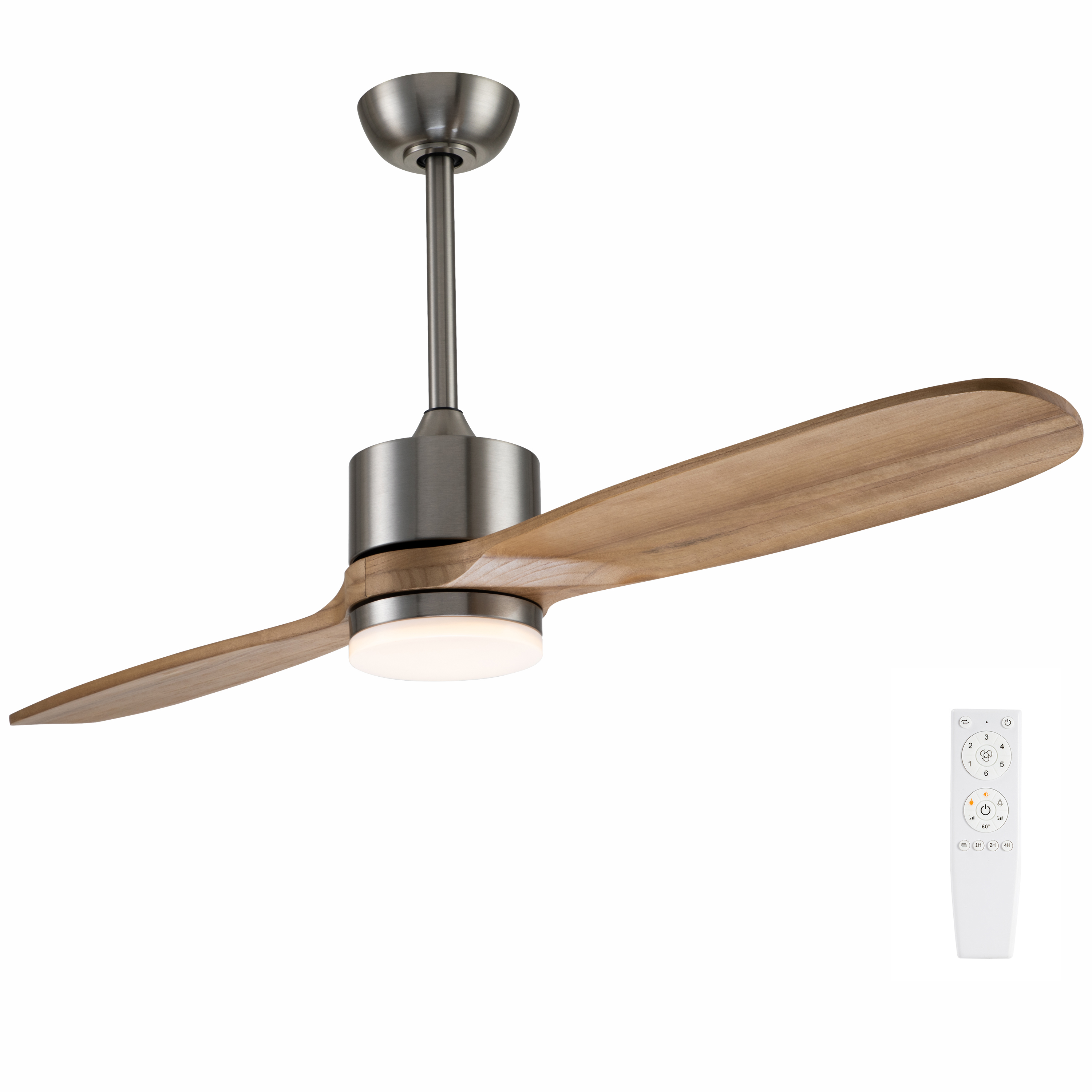 C Cattleya 2Blade 52in LED Solid Wood Ceiling Fan with Colorchanging LED, Dimmable, Remote