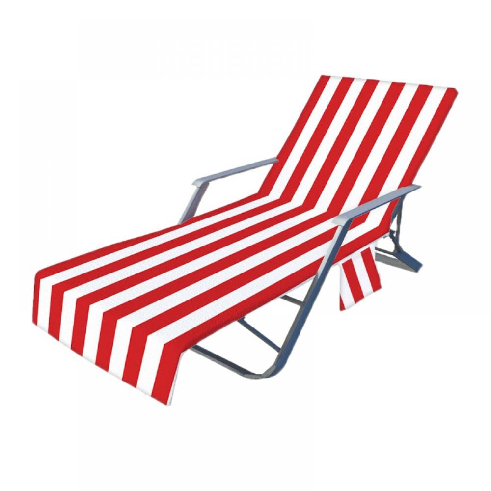 Pool Chair Towel with Side Pockets,Microfiber Chaise Lounge Towel Cover for Sun Lounger Pool Sunbathing Garden Beach Hotel,Easy to Carry Around,No Sliding - image 1 of 4
