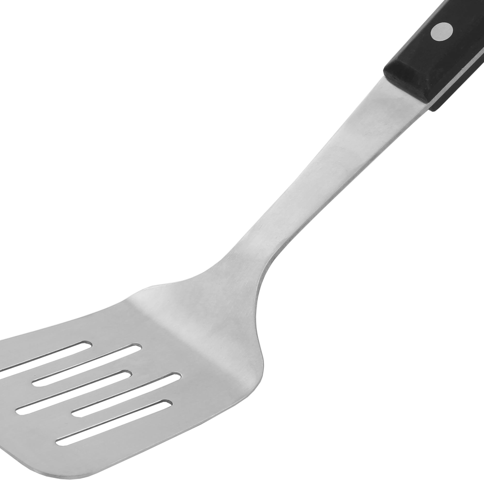 Tablecraft AM3314BK Antimicrobial 14 Stainless Steel Slotted Turner /  Spatula with Black Handle