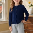 thumbnail image 3 of Girls Sweaters Girls Fashion Girls Round Neck Cardigan Button Front Knitted School Sweater for2 10 Years, 3 of 10