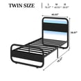 thumbnail image 7 of 4 Ever Winner Twin Size Rustic Industrial Metal Bed Frame with LED Headboard, Black, 7 of 7