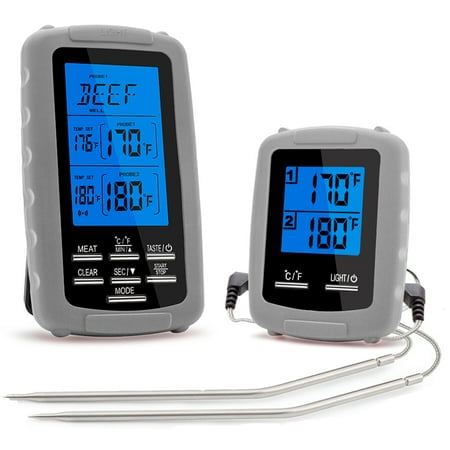 Wireless Meat Thermometer Food Barbecue Thermometer BBQ Grill Smoker Thermometer Cooking Oven Digital Thermometer with Dual Probe
