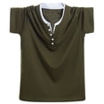 thumbnail image 4 of WREESH Men's Cotton Henley Shirt Breathable Short Sleeve T-Shirt for Active Wear, Soft Casual Sports Top with Solid Color Design, 4 of 9