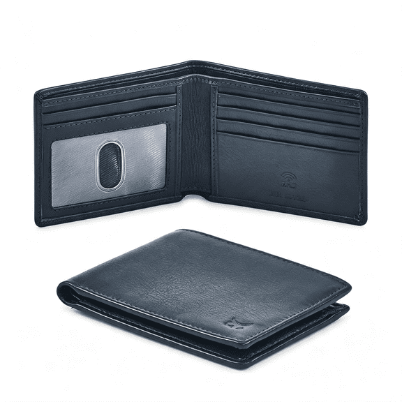 AOMRCOL Real Leather Mens Bifold Wallet Rfid Blocking Slim Minimalist Front Pocket-Thin&Stylish with Id Windowin Gift Box(Nappa,Rfid Wallet Midnight Navy)