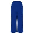 thumbnail image 4 of Kvture Capri Pants for Women Wide Leg Yoga Casual Cropped Pants with Pockets Loose Tummy Control High Waist Capris Solid Color Straight Trousers Blue L, 4 of 6