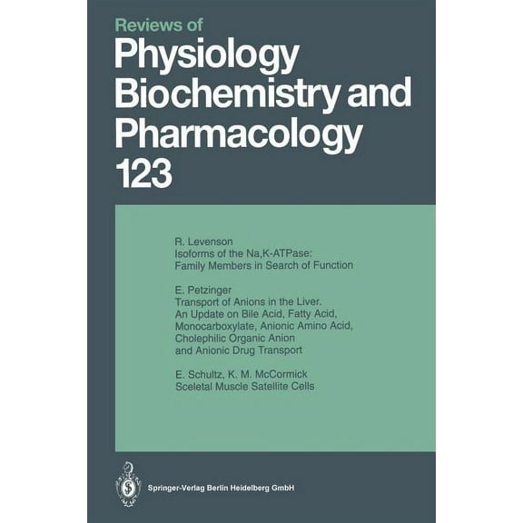 Reviews of Physiology, Biochemistry and Reviews of Physiology, Biochemistry and Pharmacology: Volume: 123, Book 123, (Paperback)