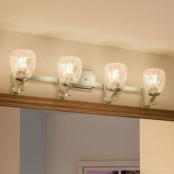 Urban Ambiance Luxury Luxe Bath Fixture, Size: 7-1/2"H x 32"W, with Transitional Style Elements, Antique Silver Finish and Clear Water Shade, UHP2034