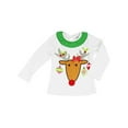 thumbnail image 3 of Toddler Baby Girl Christmas Outfits Reindeer T-Shirt Long Sleeve Tops Striped Tutu Skirt Pants Set, 3 of 8