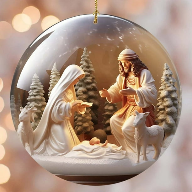 Cuelga un plato, decoraciones navideñas, nacimientos de Navidad, sublimación, decoración religiosa, corona, árbol de Navidad colgante, decoración colgante, decoraciones de jardín, decoraciones navideñ
