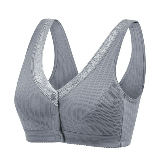 Akiihool Womens Plus Size Womens Bras Women's Bralette Wireless Padded Bra Top Everyday Basic Deep V-Neck (Grey,42)