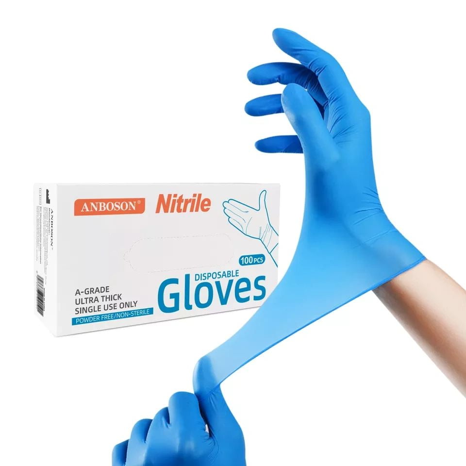 Blue Disposable Exam Gloves Powder Free Latex Free (M)