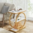 thumbnail image 6 of Tribesigns End Table, Wood Side Table with Black Metal Frames, Narrow End Table with 3 Storage Shelves for Living Room, 6 of 7