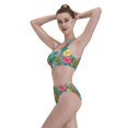 thumbnail image 5 of Daiia Pineapple printed 2 piece Swimsuit Bikinis for Women High Waisted Racerback Bathing Suits Summer Tummy Control Scoop Neck Swimwear-Medium, 5 of 8