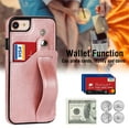thumbnail image 3 of Dteck for iPhone 7 / iPhone 8 / SE 2022 & 2020 Slim Case, Shockproof Premium PU Leather Soft TPU Business Cover with Wrist Strap Kickstand Flip Stand Protection Case, rosegold, 3 of 7