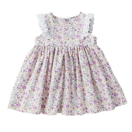 

Girls Dress Summer Floral Dress Sleeveless Lace Lace A-Line Casual Dresses For 1-5 Years Baby Sundress Streetwear