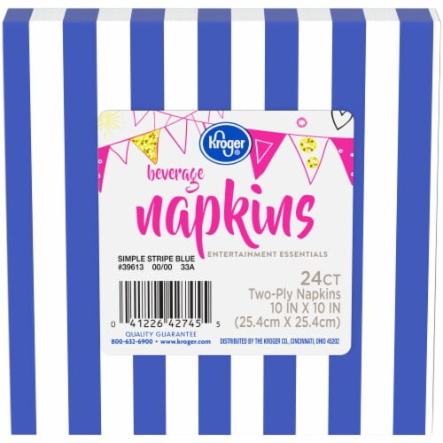 KR Entertainment Essentials Blue Stripe Party Paper Napkins 24 ct