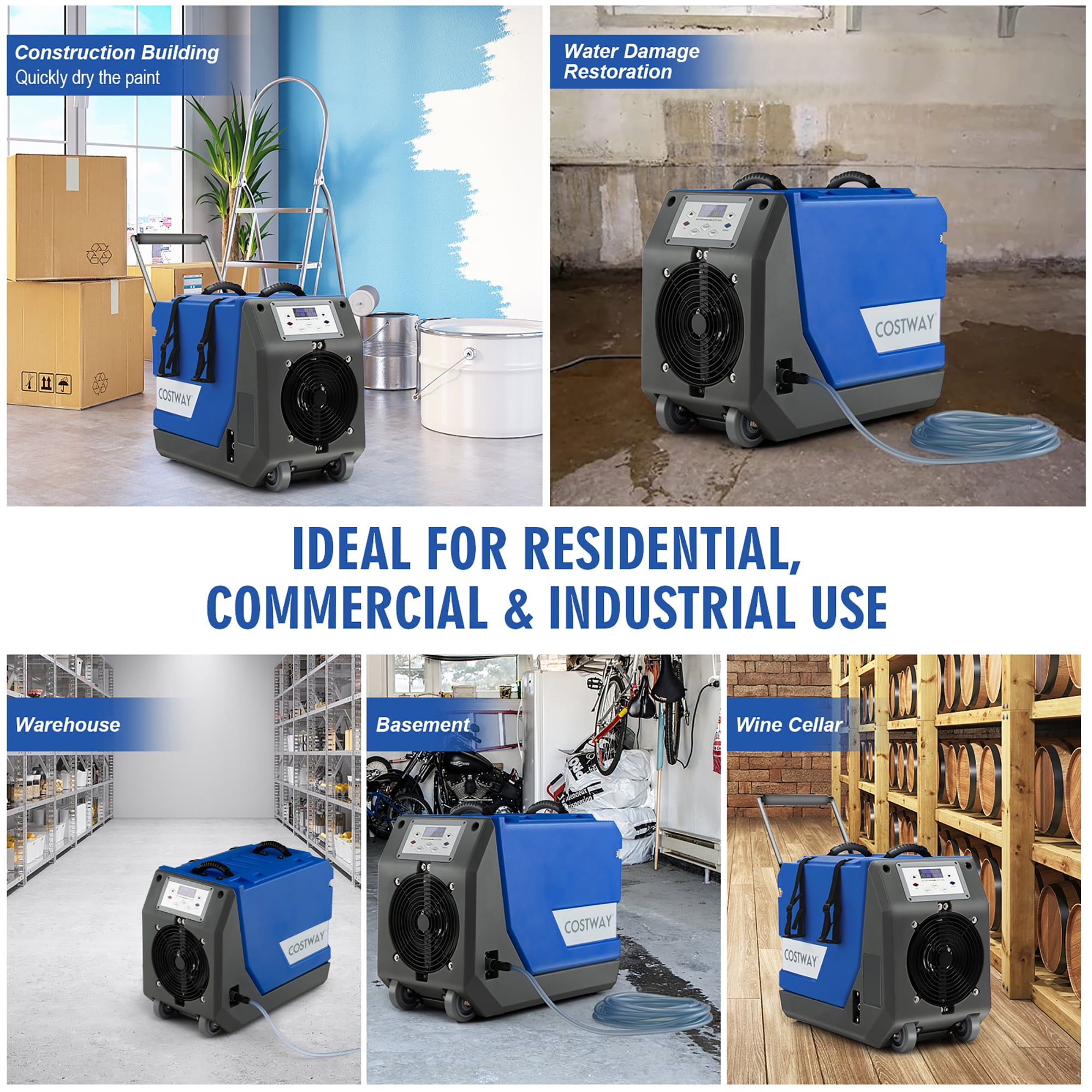Costway 180-Pint Commercial Dehumidifier with Pump & Drain Hose 6,000 Sq. ft Coverage Area