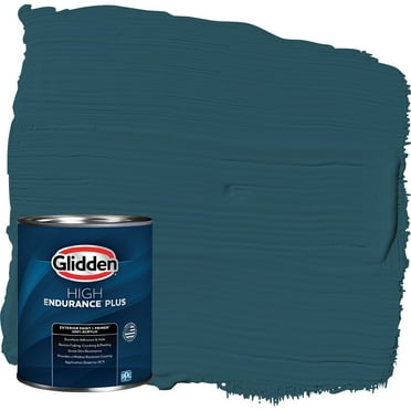 Glidden HEP Exterior Paint   Primer Satin, Blue Bayberry / Green, 1 Quart