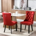 thumbnail image 4 of Paproos Dining Chairs Set of 2, Upholstered High-End Tufted Dining Room Chair with Back Ring and Nailhead Trim, Modern Velvet Kitchen Chairs with Solid Wood Legs for Kitchen, Home,Wine Red, 4 of 12