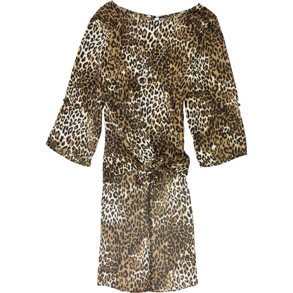 NY Collection - Blusa con collar para mujer, marrón, 1X
